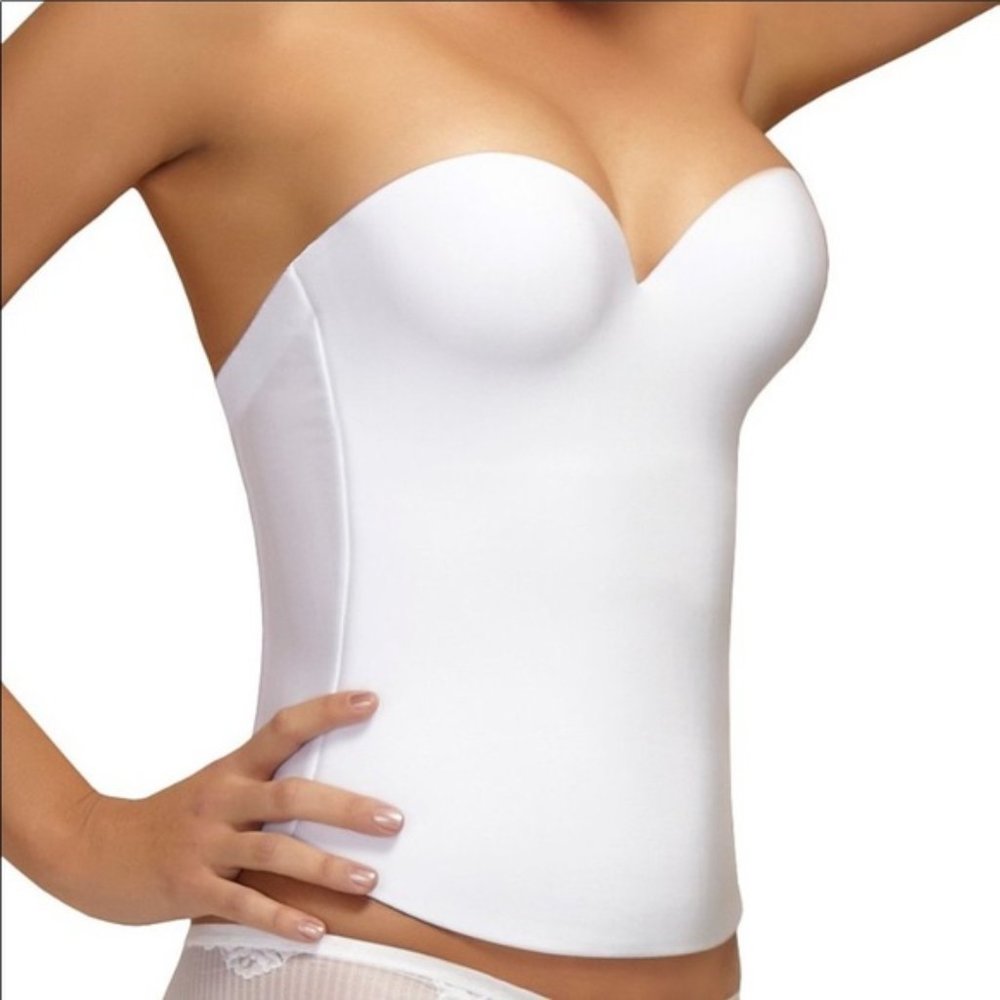 David’s Bridal White Corset 36D  push up bustier 7643 for wedding strapless